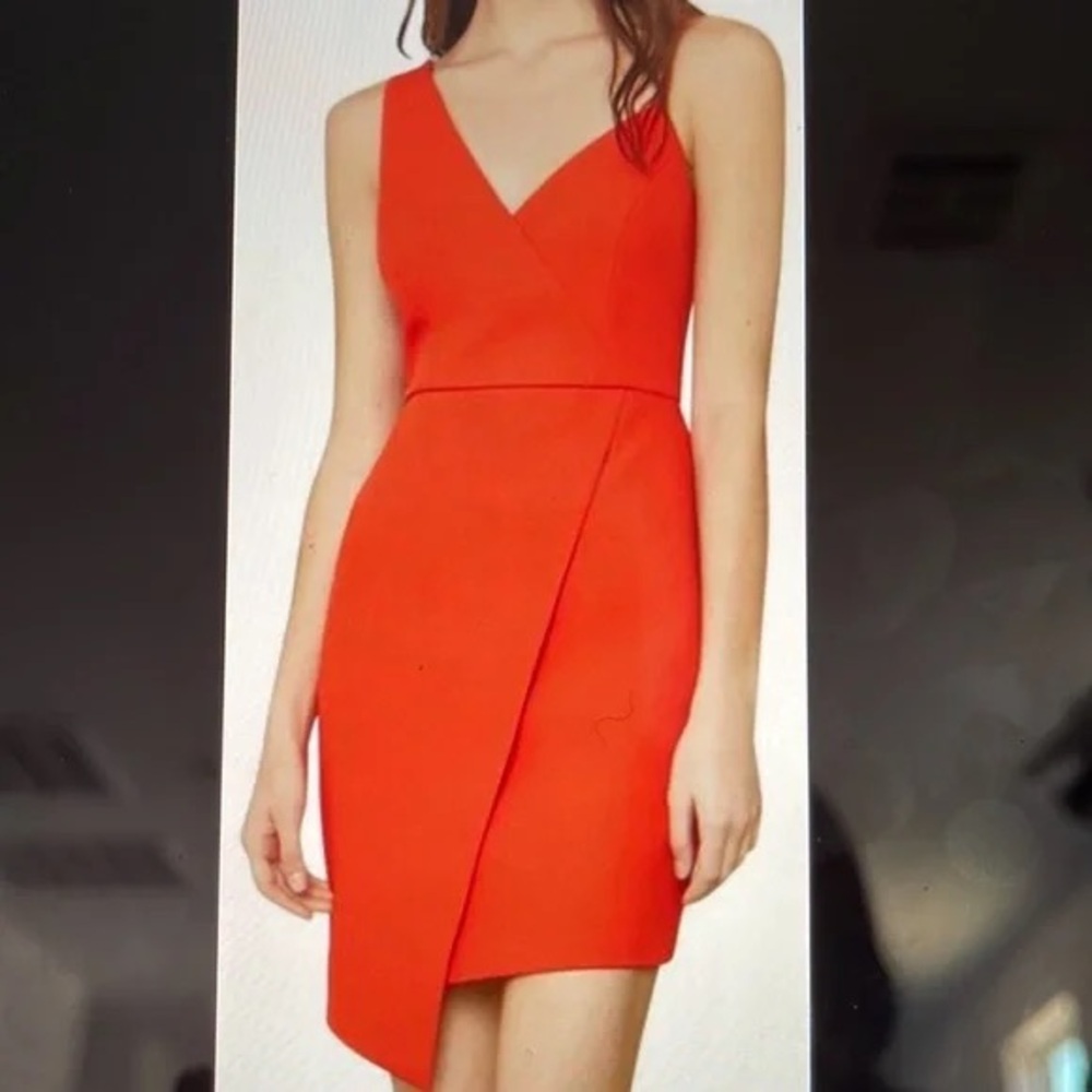 BCBG MaxAzria Orange Micaila Asymmetrical Mini Dress 06